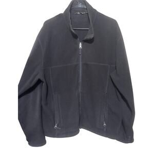 Eddie Bauer Men's Fleece Jacket full zip black active sz L zippered pockets